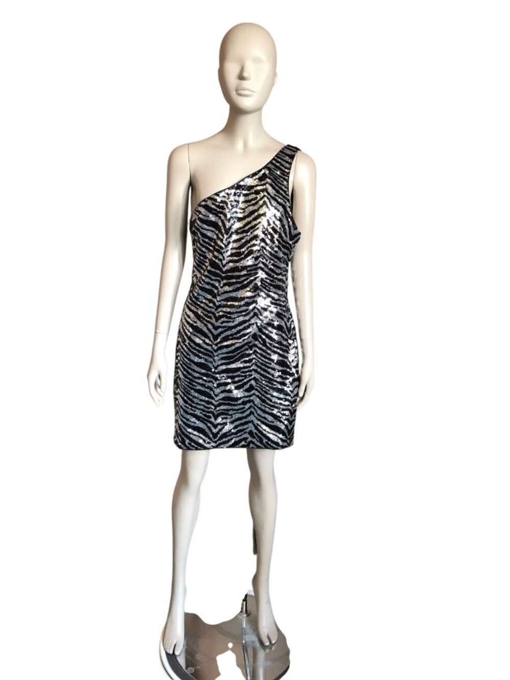 Lulus Black and Silver Sequined Zebra Print Dress